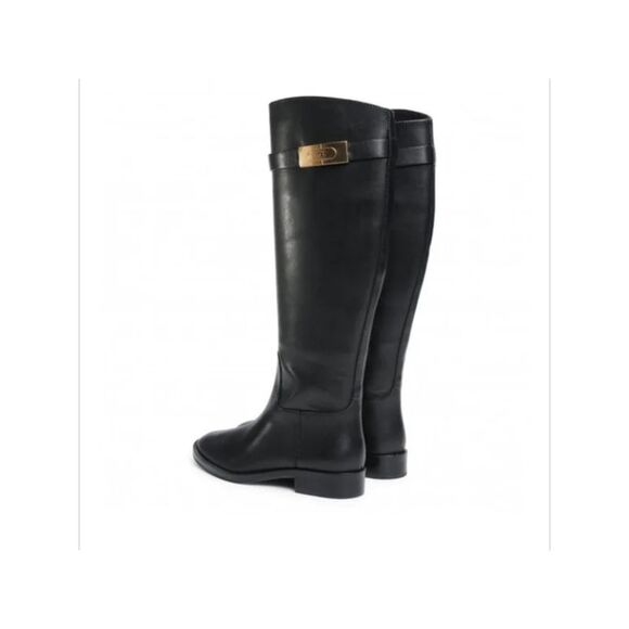 NWT TORY BURCH Womens Black 77223 Round Toe Block Heel Leather Riding Boot 6.5 - Picture 2 of 3
